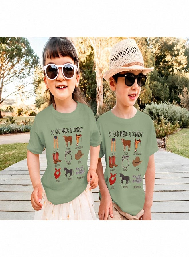 KEKEMI Toddler Boy Girl Cowboy Shirts So God Made A Cowboy Bible Verse Religious Tshirt Christian Outfits Short Sleeve Tees(Green,12-18Months) - Image 4