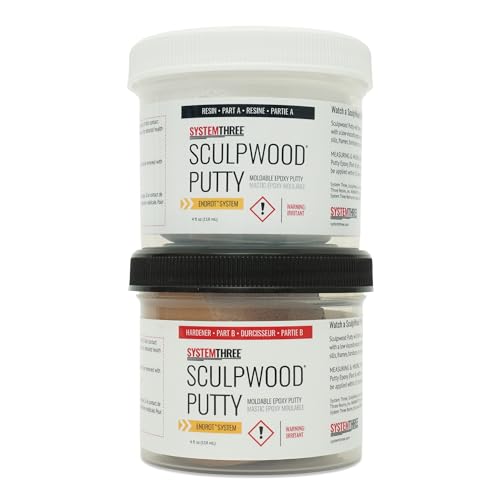 SYSTEMTHREE System Three SculpWood Putty Epoxy Wood Filler, 8 oz, Brown - Image 2