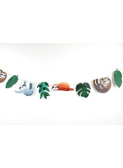 Merrilulu Sloth Party - Watercolor Garland | Sloth Birthday Decorations | Photo Prop | Tropical Leaves, Sloth Garland, Sloth Baby Shower, Let's Hang  - Image 1