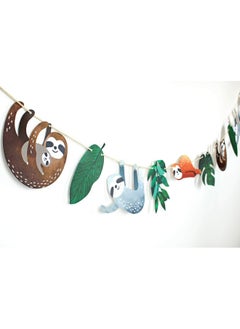 Merrilulu Sloth Party - Watercolor Garland | Sloth Birthday Decorations | Photo Prop | Tropical Leaves, Sloth Garland, Sloth Baby Shower, Let's Hang  - Image 2