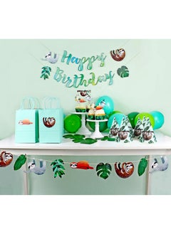 Merrilulu Sloth Party - Watercolor Garland | Sloth Birthday Decorations | Photo Prop | Tropical Leaves, Sloth Garland, Sloth Baby Shower, Let's Hang  - Image 3