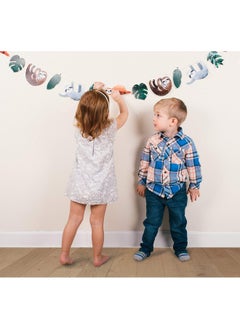 Merrilulu Sloth Party - Watercolor Garland | Sloth Birthday Decorations | Photo Prop | Tropical Leaves, Sloth Garland, Sloth Baby Shower, Let's Hang  - Image 4