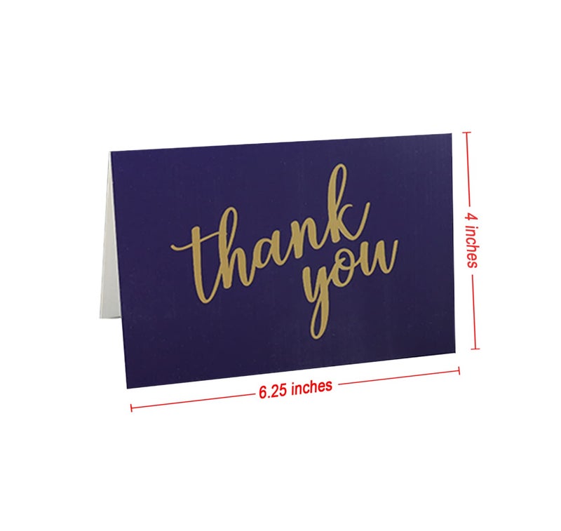 Bonfasvo 100 Pack Blue Thank You Cards & 100 Pack White Envelopes 4.25 x 6.25 inches Elegant Fold Over Greetings Blank Inside, Handwritten Style For Business Graduation Baby Shower & Wedding - Image 5