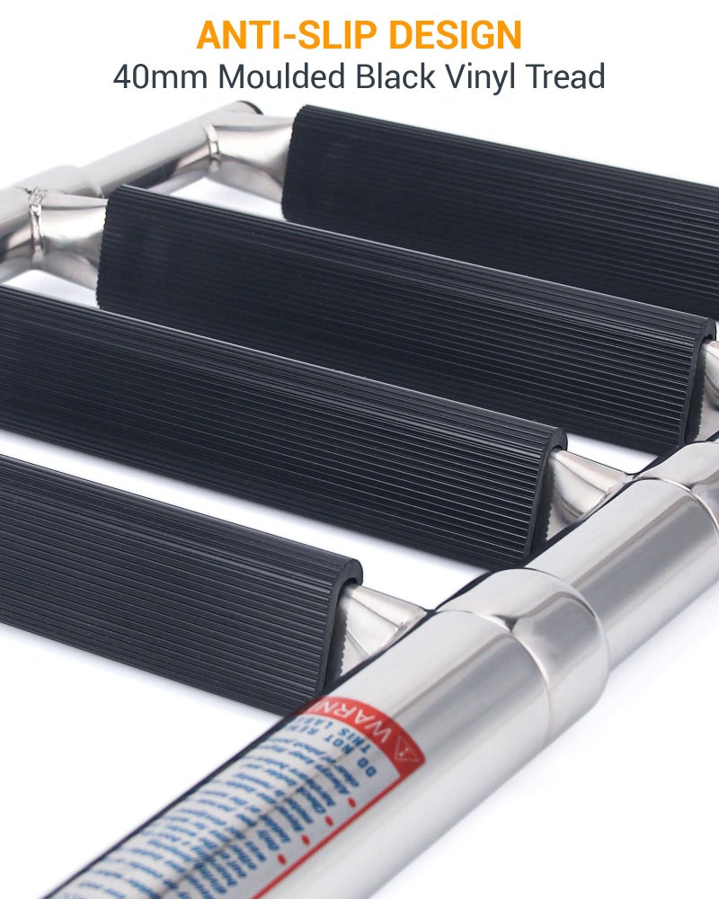 Mojiate 4-Step Telescoping Boat Ladder | Marine-Grade 316 Stainless Steel | 900lb Capacity | Anti-Slip Treads & Dual Handrails | Collapsible for Pontoon, Yacht & Dock - Image 3
