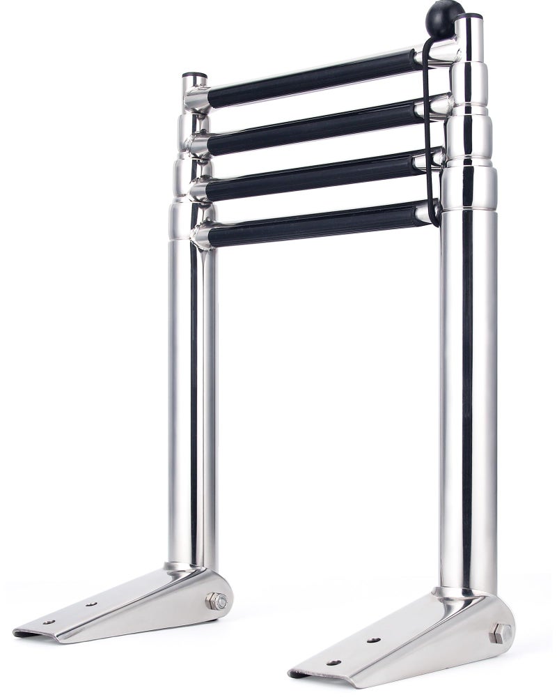 Mojiate 4-Step Telescoping Boat Ladder | Marine-Grade 316 Stainless Steel | 900lb Capacity | Anti-Slip Treads & Dual Handrails | Collapsible for Pontoon, Yacht & Dock - Image 5