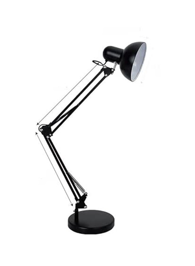 مصباح مكتبي ثلاثي معدني كبير الحجم مع مشبك معدني وقاعدة ثقيلة باللون الأسود