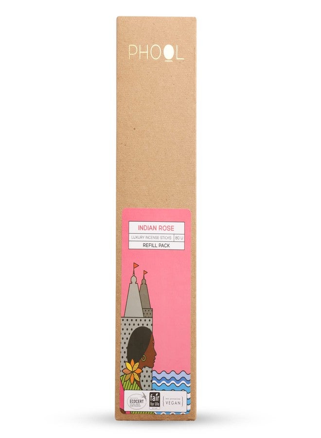 PHOOL LUXURY INCENSE Indian Rose Incense Sticks|Special Navratri&Gudi Padwa Pack|Pack Of 80 Agarbatti|Sulphur&Charcoal Free|100% Organic(200 Gms)|Refill Pack|Fragrance-Indian Rose - Image 1