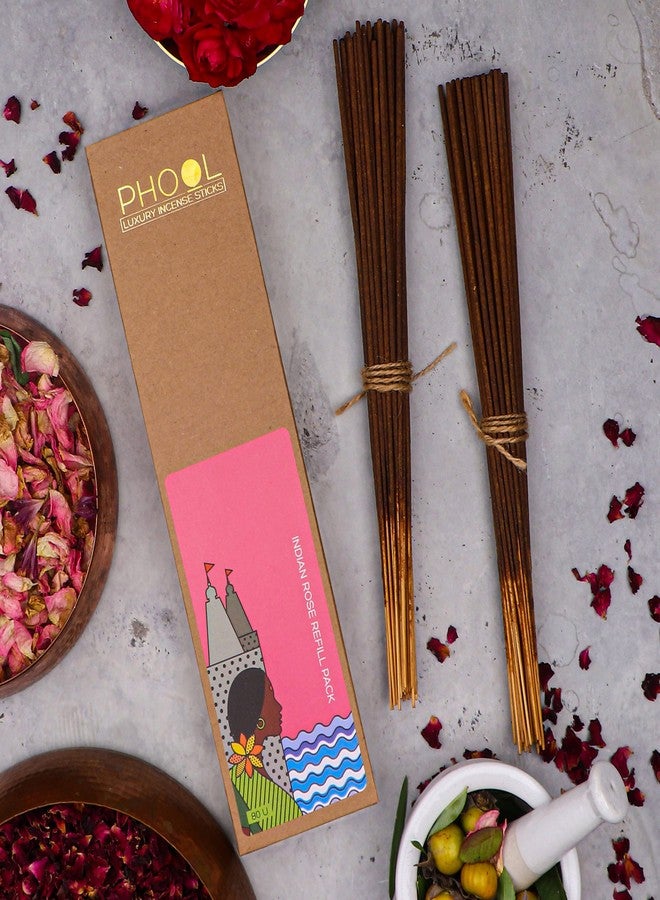 PHOOL LUXURY INCENSE Indian Rose Incense Sticks|Special Navratri&Gudi Padwa Pack|Pack Of 80 Agarbatti|Sulphur&Charcoal Free|100% Organic(200 Gms)|Refill Pack|Fragrance-Indian Rose - Image 3