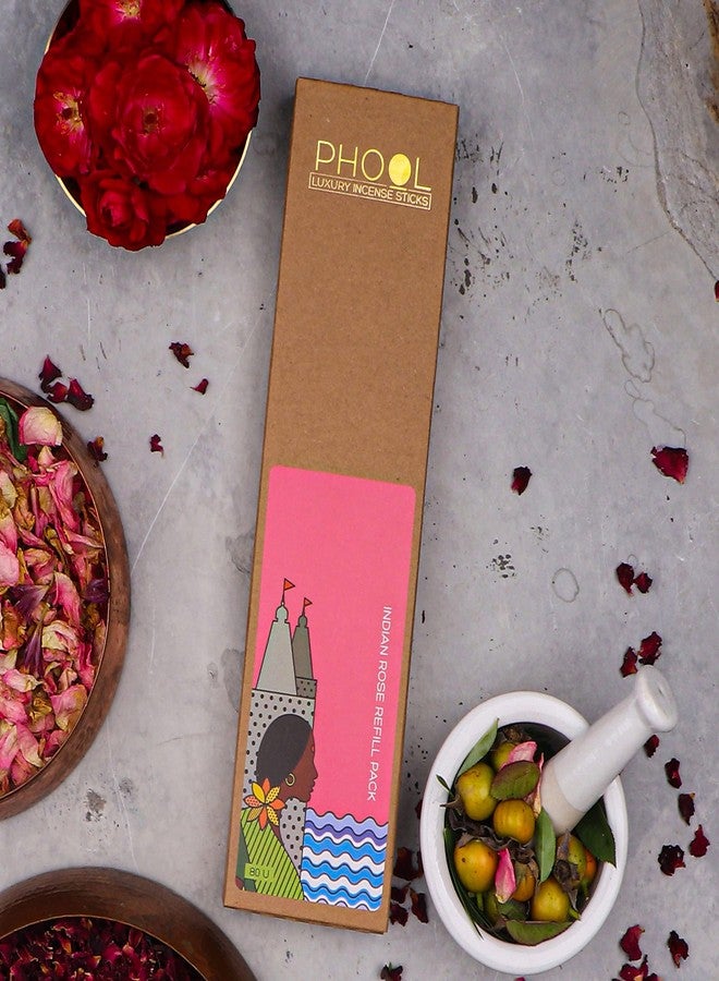 PHOOL LUXURY INCENSE Indian Rose Incense Sticks|Special Navratri&Gudi Padwa Pack|Pack Of 80 Agarbatti|Sulphur&Charcoal Free|100% Organic(200 Gms)|Refill Pack|Fragrance-Indian Rose - Image 2