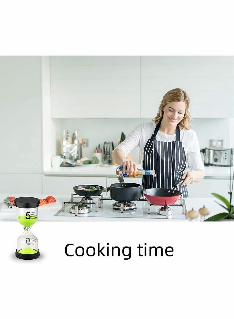 KASTWAVE Sand Timer Set, Black Cover Hourglass, Sand Timer Set 1/3 / 5/10 / 15/30 Minutes 6 Colors - Image 4