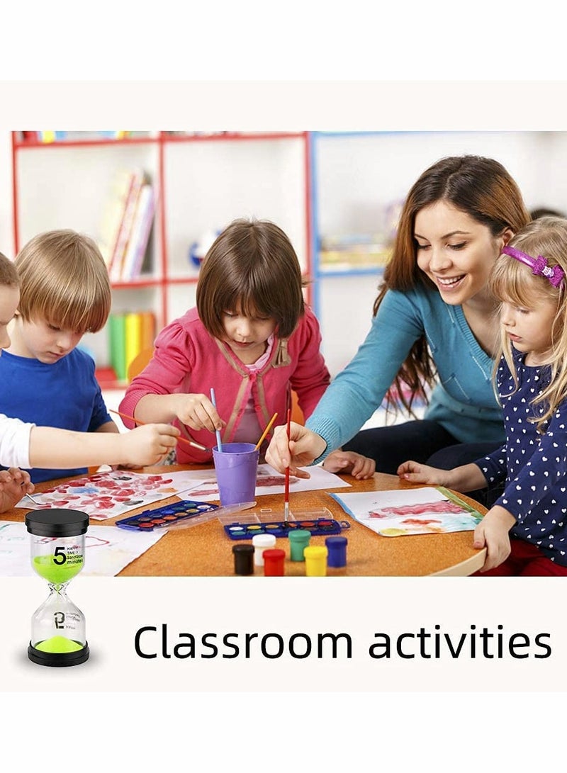 KASTWAVE Sand Timer Set, Black Cover Hourglass, Sand Timer Set 1/3 / 5/10 / 15/30 Minutes 6 Colors - Image 2