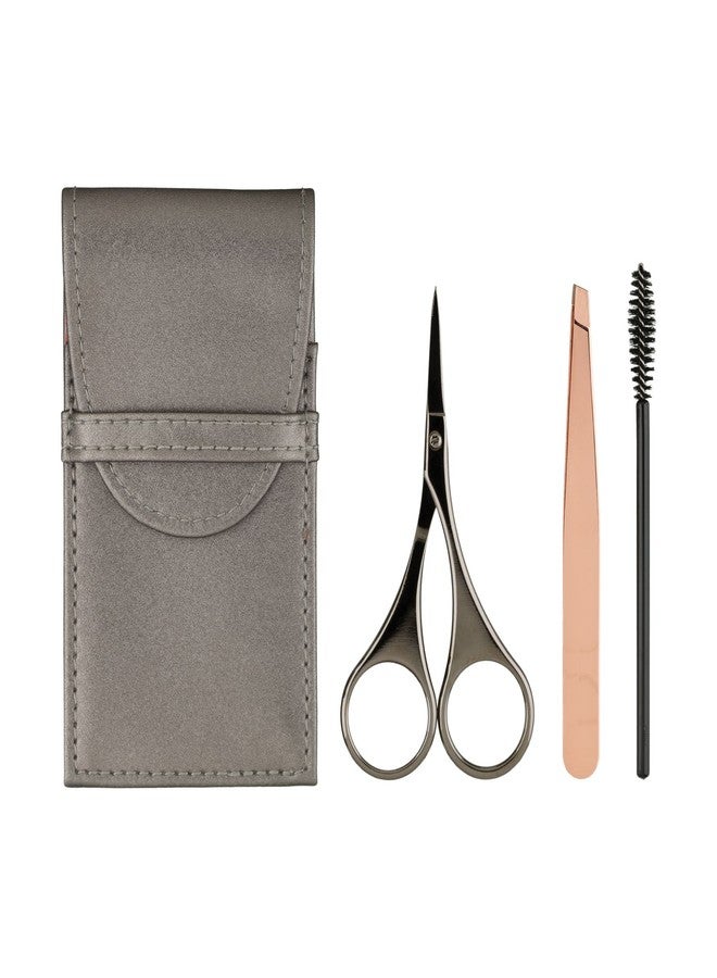 JAPONESQUE Luxe Brow Kit, Rose Gold Slant Tweezers, Beauty Scissors, One Spoolie Brush - Image 1