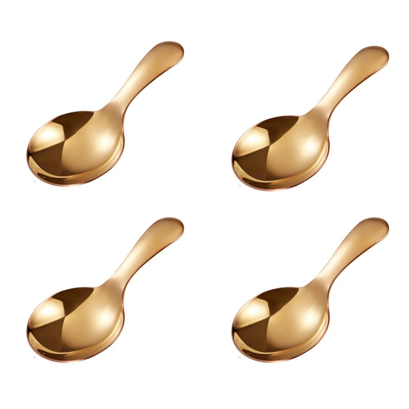 WenTigDY 4PCS Mini Scoop for Canisters,Stainless Steel Short Handle Spoon Salt Spoons Condiments Spoons Dessert Spoon, Candy Scoops（Rose gold) - Image 1