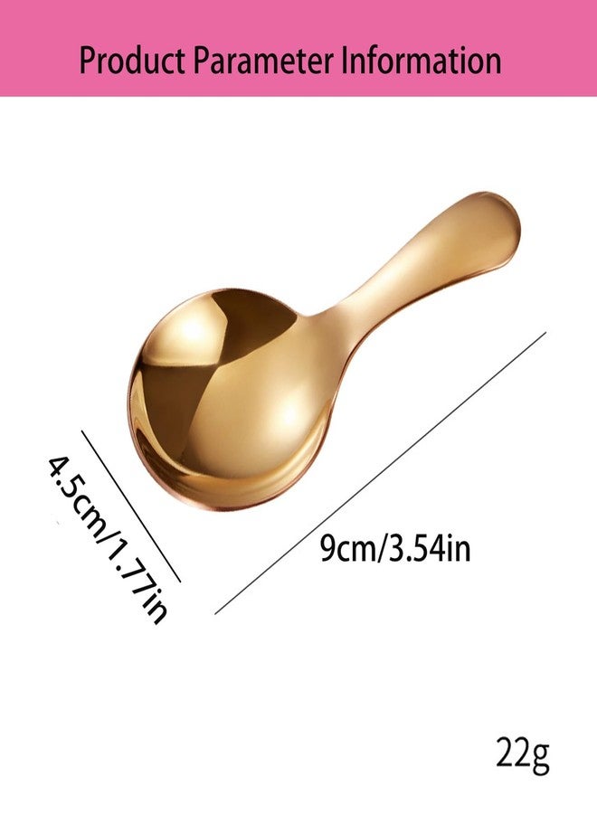 WenTigDY 4PCS Mini Scoop for Canisters,Stainless Steel Short Handle Spoon Salt Spoons Condiments Spoons Dessert Spoon, Candy Scoops（Rose gold) - Image 2