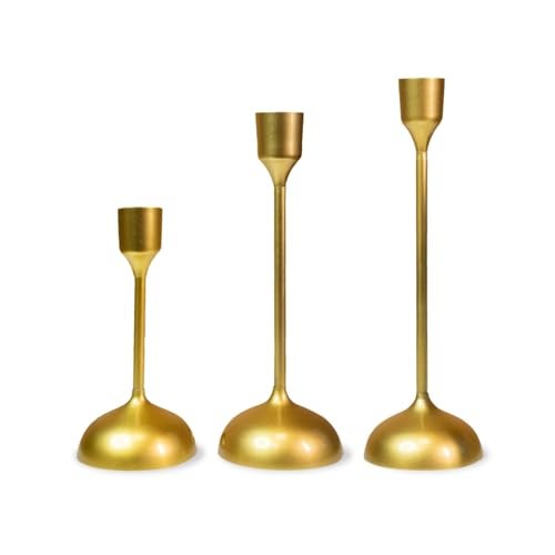 UrbanFix Metal Royal Candle Holders for Tapered Candles, (Pack of 3, Golden), Christmas Candle Holder, Tealight Holder, Best Gift for Christmas Decor, Christmas Decoration, Dining Table - Image 1