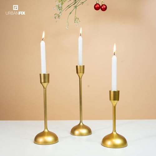 UrbanFix Metal Royal Candle Holders for Tapered Candles, (Pack of 3, Golden), Christmas Candle Holder, Tealight Holder, Best Gift for Christmas Decor, Christmas Decoration, Dining Table - Image 4