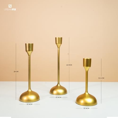 UrbanFix Metal Royal Candle Holders for Tapered Candles, (Pack of 3, Golden), Christmas Candle Holder, Tealight Holder, Best Gift for Christmas Decor, Christmas Decoration, Dining Table - Image 3