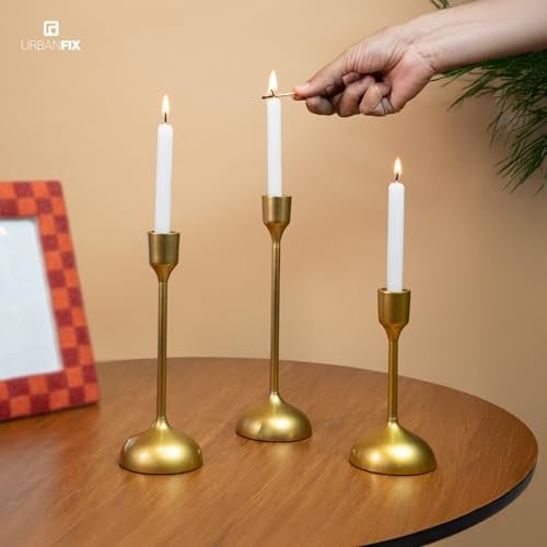 UrbanFix Metal Royal Candle Holders for Tapered Candles, (Pack of 3, Golden), Christmas Candle Holder, Tealight Holder, Best Gift for Christmas Decor, Christmas Decoration, Dining Table - Image 5