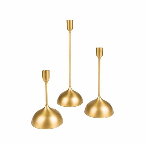 UrbanFix Metal Royal Candle Holders for Tapered Candles, (Pack of 3, Golden), Christmas Candle Holder, Tealight Holder, Best Gift for Christmas Decor, Christmas Decoration, Dining Table - Image 2