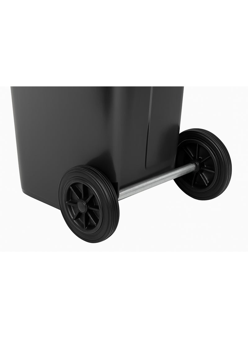 Marcolo 240L Heavy-Duty Pedal Dustbin with Central Pedal – Grey – UV Resistant & Weatherproof HDPE Plastic – Outdoor & Indoor Waste Bin with Wheels - Image 3