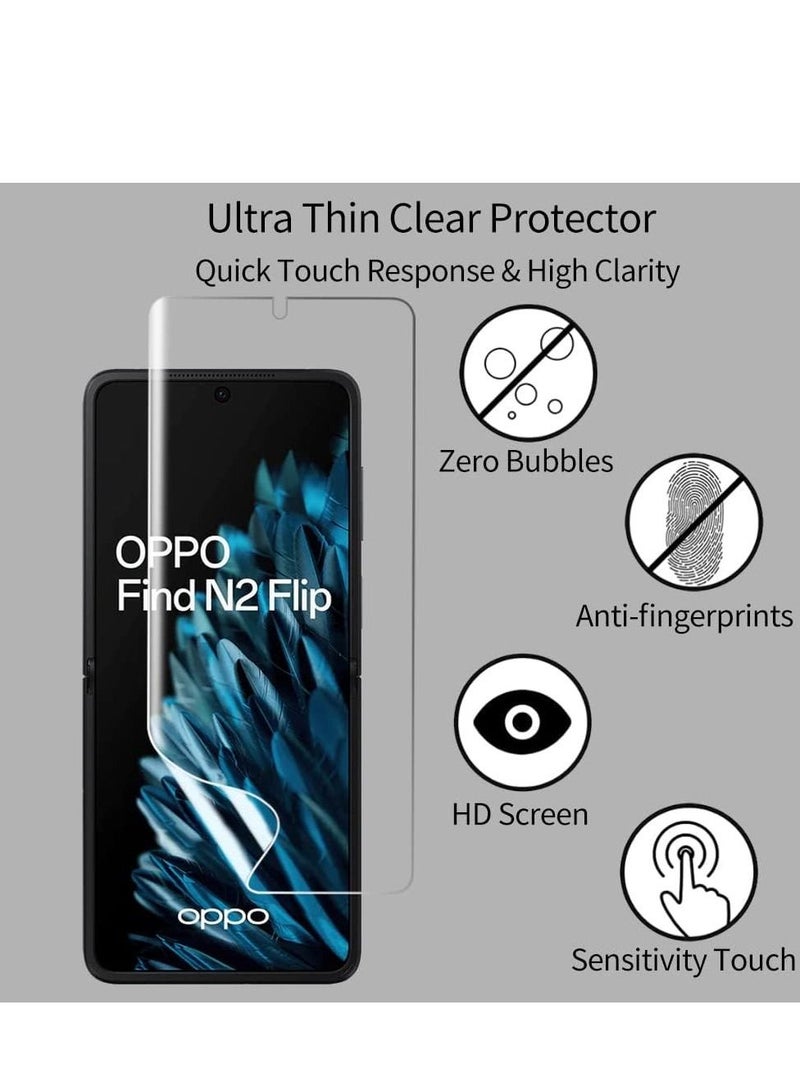 RINCO واقي شاشة لهاتف Oppo Find N2 Flip، طبقة حماية ناعمة من مادة TPU + واقي شاشة خلفي، [التعرف على بصمات الأصابع] [مناسب للجراب] [تغطية كاملة]، طبقة TPU فائقة الدقة ناعمة لهاتف Oppo Find N2 Flip - Image 2