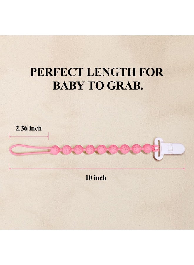 AmazingM One Piece Design Silicone Pacifier Clip Holder,Pack of 4 Flexible Paci Leash,Binky Clips with Textures for Baby Boys and Girls,Newborn Essential (Pink) - Image 3