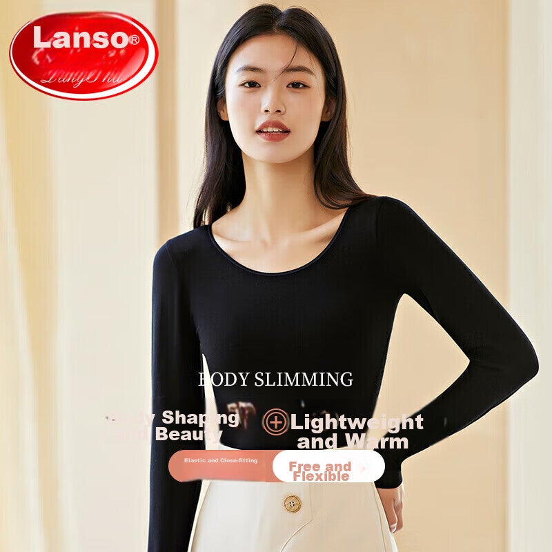 JD Jing Zao LangSha Autumn Women's Undershirt Top, Single Piece Ladies' Thin Cotton Undershirt, Round Neck Tight-Fitting Body-Shaping Base Layer - Image 1