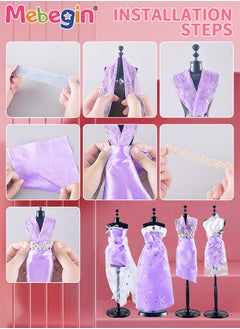 MEBEGIN 5 Pack Fashion Designer Kit for Kids, DIY Handmade Doll Clothes, Fashion Design Studio Toys with 1 Mannequin, Creative Doll Clothes Outfits Hand Made Set, No-Sewing Fashion Design, Ideal Gift for Girls  - Image 4