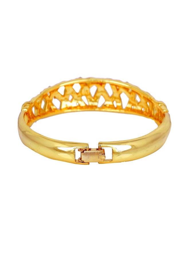 استيل سوار إستيل للمجوهرات للنساء، مطلي بالذهب والروديوم، سوار أنيق مرصع بكريستالات بيضاء للفتيات والسيدات - 100946-2TNWE BR - Image 3