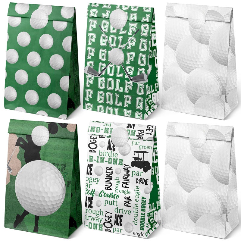 Outego Golf Party Favor Bags 24 Pcs Golf Gift Bags with 5 Designs Paper Goodie Bags for Sports Theme Birthday Party Decorations and Golf Event Supplies
