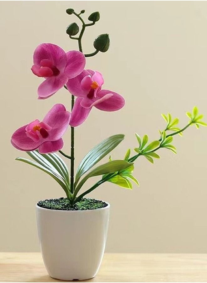 Kutis - 1 Piece Butterfly Orchid Artificial Bonsai Simulation Potted Home Bedroom Living Room Desktop Decoration Purple/Green/White 7.5 x 26 cm - Image 1