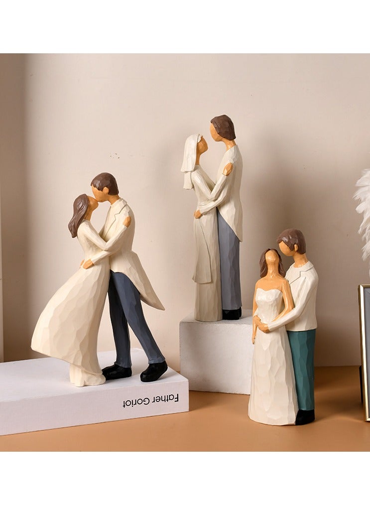 YINZUO Romantic Couple Figurines Handcrafted Wedding and Anniversary Decoration Set, Elegant Resin Sculptures for Home Décor, Love-Themed Gifts for Special Occasions - Image 2