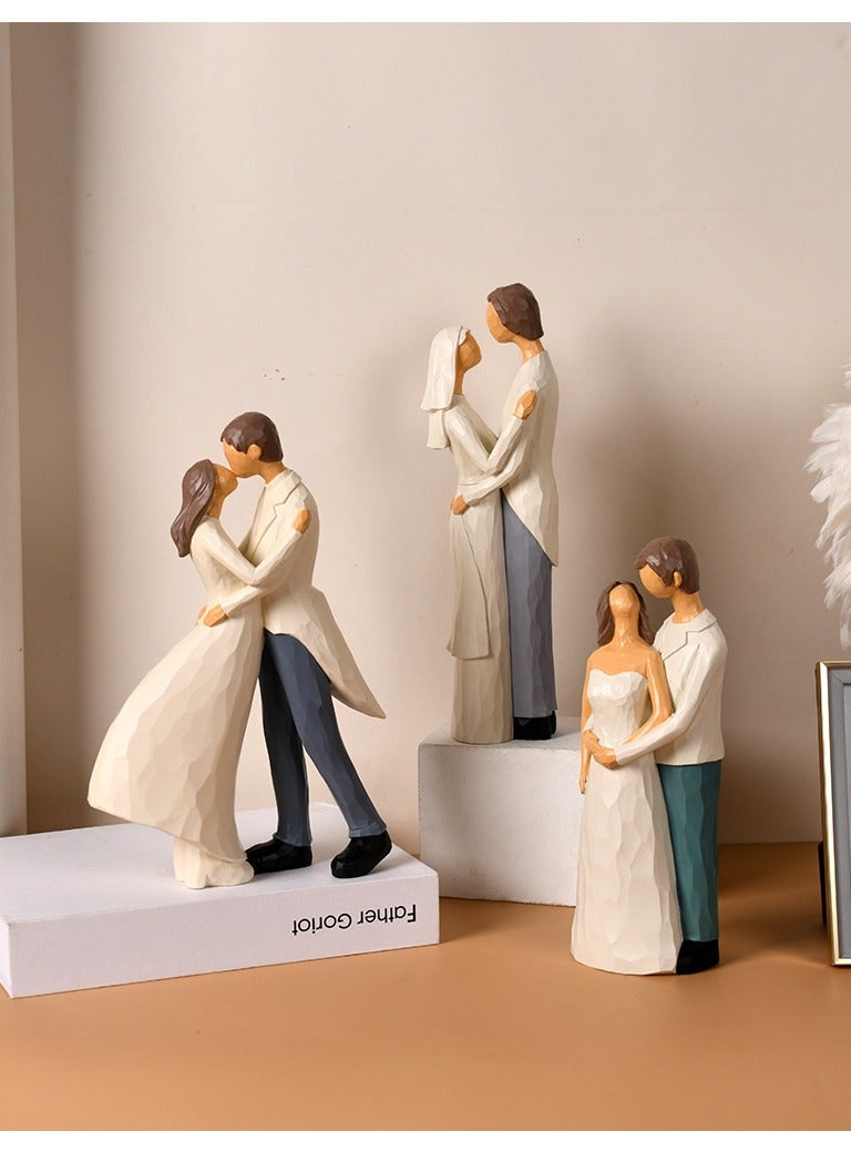 YINZUO Romantic Couple Figurines Handcrafted Wedding and Anniversary Decoration Set, Elegant Resin Sculptures for Home Décor, Love-Themed Gifts for Special Occasions - Image 4