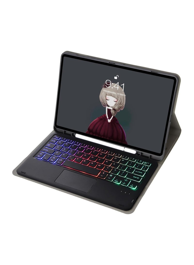 OCTOBER - Magnetic trackpad keyboard compatible with Samsung Galaxy Tab S9 FE Plus 2023 12.4-inch (SM-X610/X616) with pen holder, foldable Funda Cover for Tab S9 FE+ with keyboard - Image 1