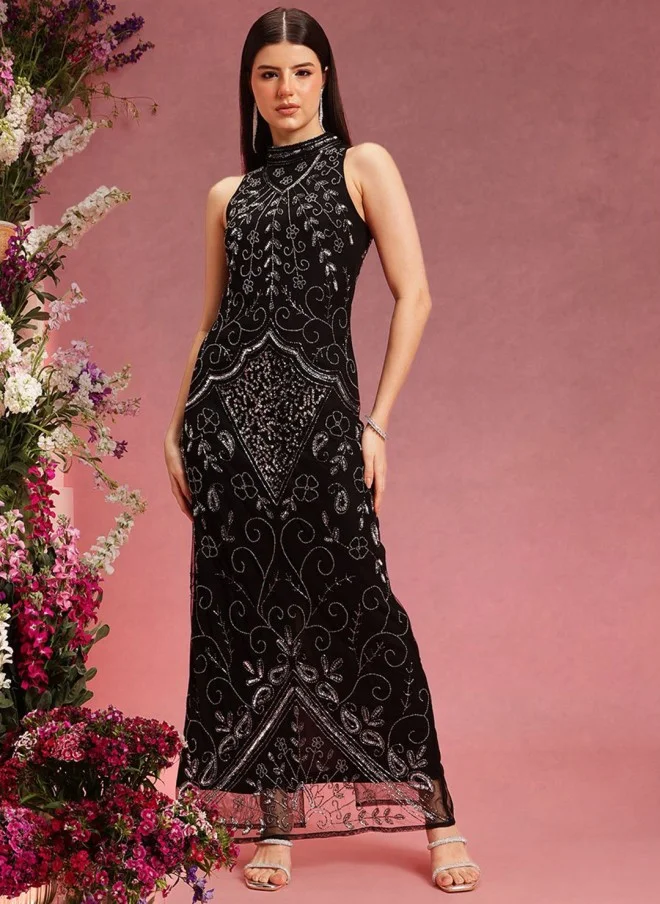 STREET 9 Black Bodycon Maxi Dress for Women