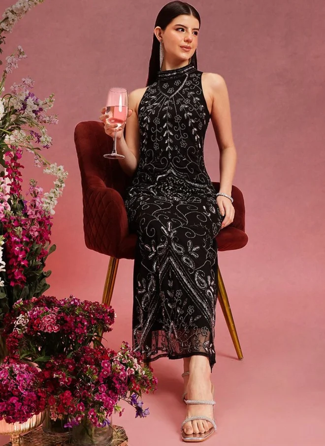 STREET 9 Black Bodycon Maxi Dress for Women