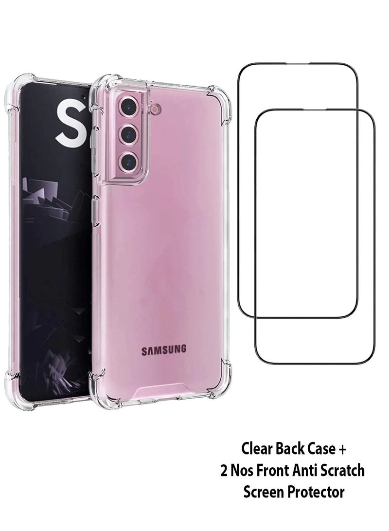 Zolo Protective Clear Case For Samsung Galaxy S21 Shock Proof Cover & 2Pcs 9D Tempered Glass Ultra Clear Screen Protector - Image 1