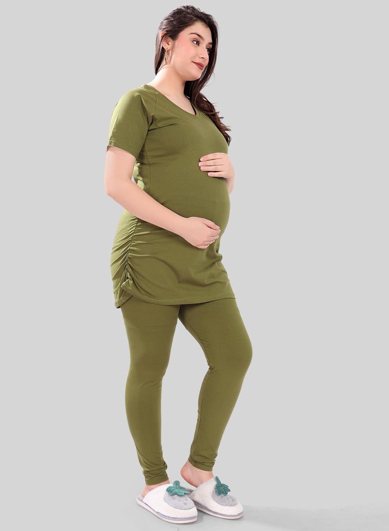 TUMMY Maternity T-shirt - Green - Image 1