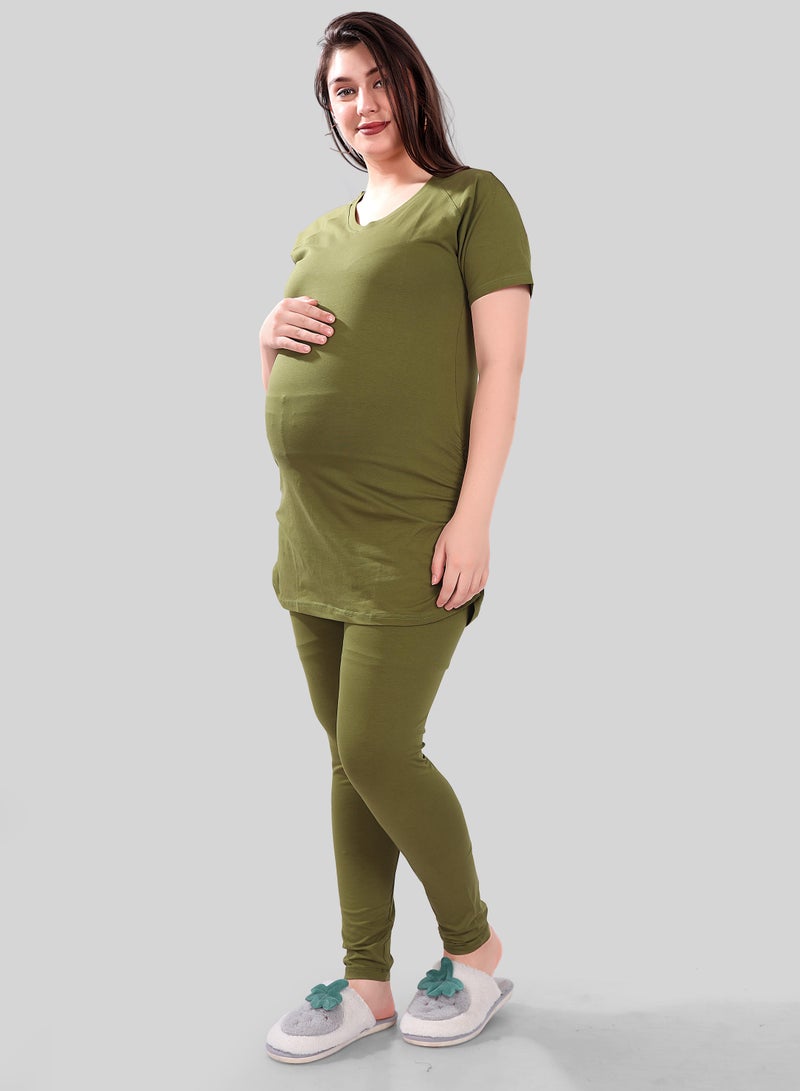 TUMMY Maternity T-shirt - Green - Image 4