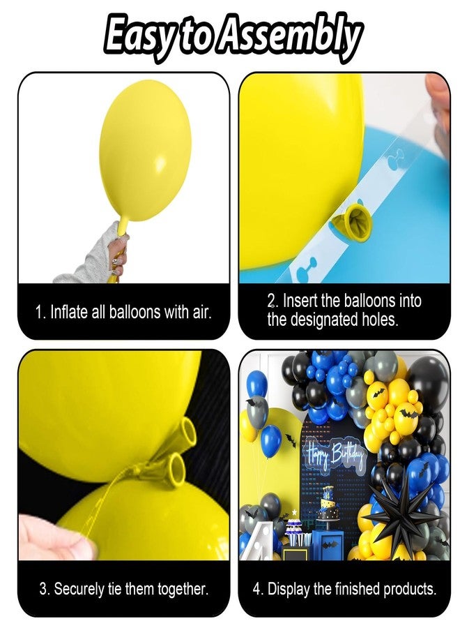 Sowide Black Yellow Grey Balloon Arch Kit,Navy Blue Black Yellow Grey Balloons with Sticker for Boys Man Birthday Decorations Party Baby Shower Anniversary Graduation Party Supplies - Image 3