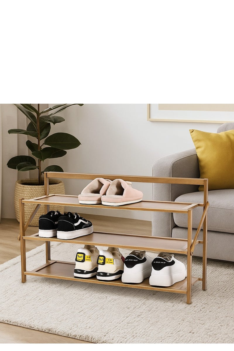 رف أحذية من الخيزران - قابل للطي، لا يتطلب تركيبًا، منظم تخزين مضغوط للممرات والحمامات والمداخل والمساحات الصغيرة - خفيف الوزن، متين، صديق للبيئة - Image 1