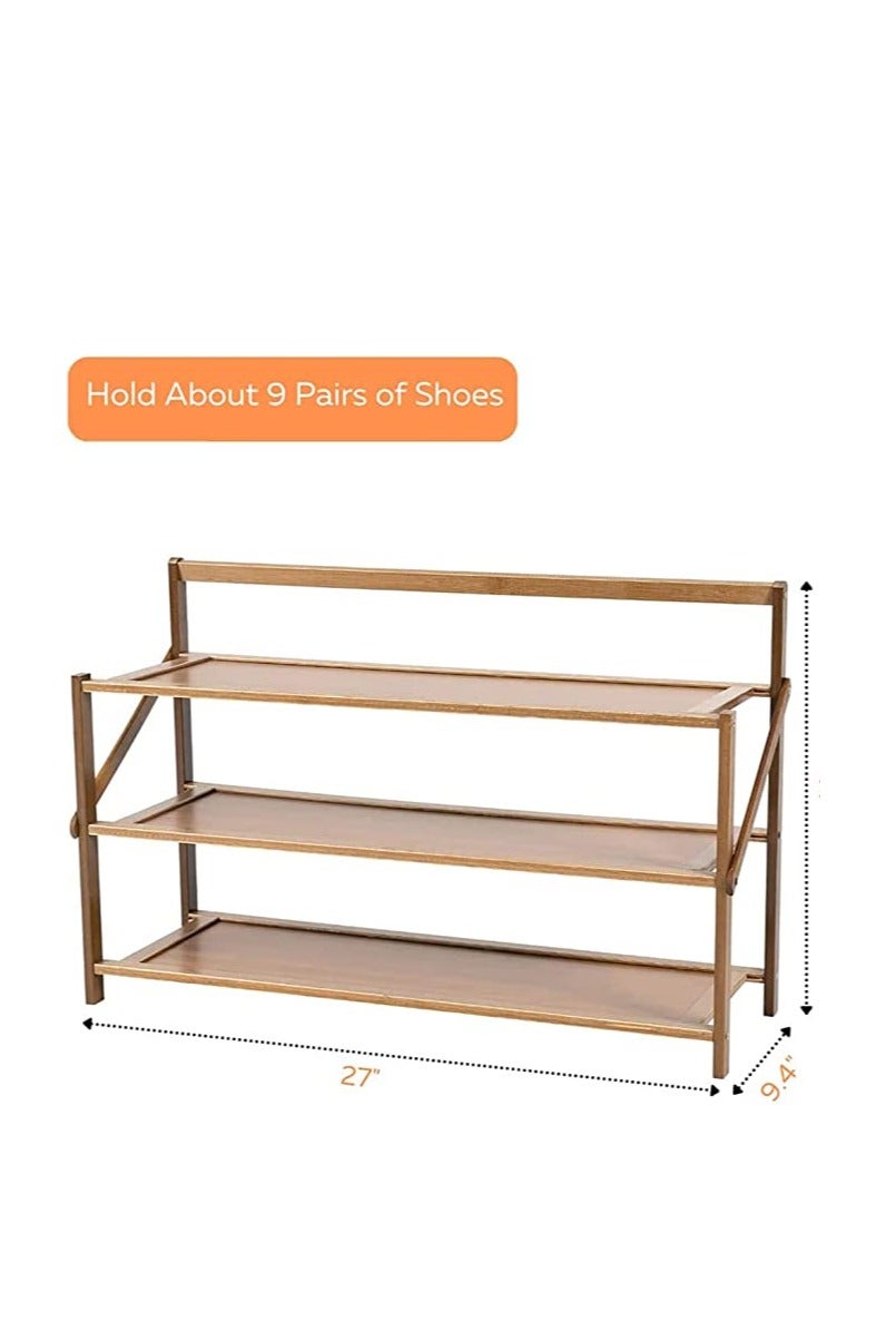 رف أحذية من الخيزران - قابل للطي، لا يتطلب تركيبًا، منظم تخزين مضغوط للممرات والحمامات والمداخل والمساحات الصغيرة - خفيف الوزن، متين، صديق للبيئة - Image 3