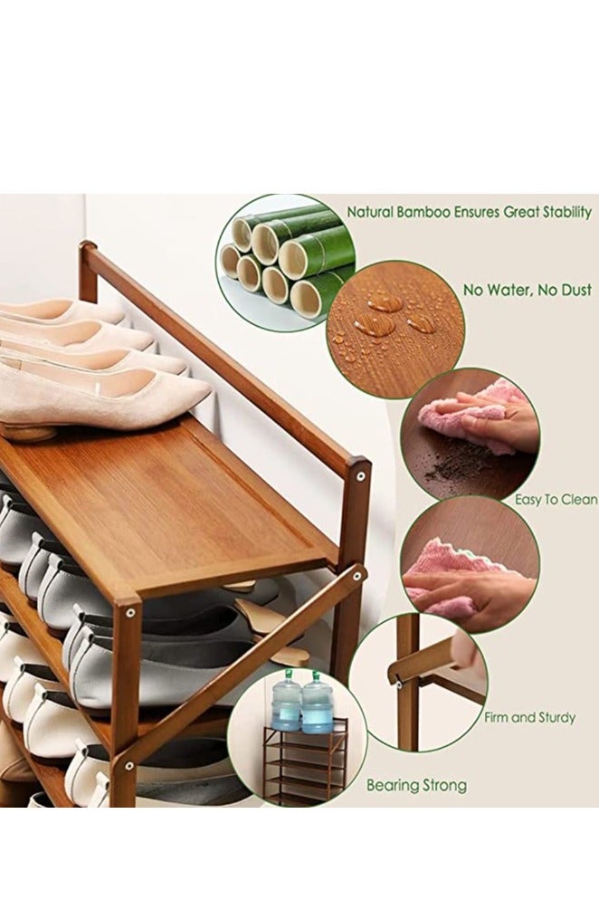 رف أحذية من الخيزران - قابل للطي، لا يتطلب تركيبًا، منظم تخزين مضغوط للممرات والحمامات والمداخل والمساحات الصغيرة - خفيف الوزن، متين، صديق للبيئة - Image 5