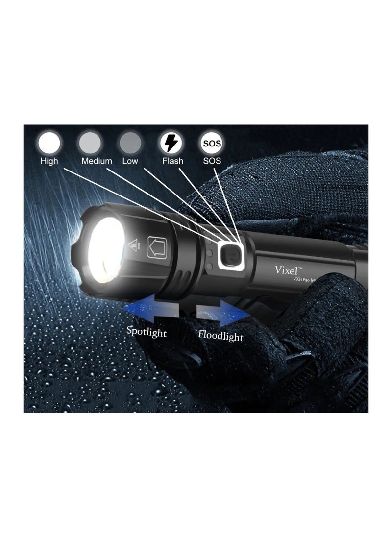 Vixel VXHP50 Super Bright Rechargeable Mini Flashlight for Outdoor Camping Hiking Exploration and Emergency (Battery Included)  - Image 3