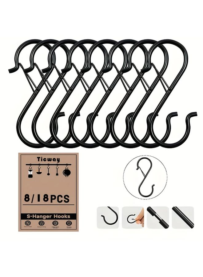 18 Pcs Black Heavy Duty Metal S Hooks With Locking Latch For Kitchen Organization - Image 1