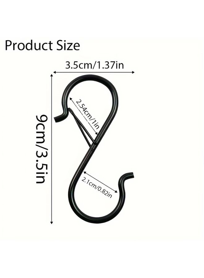 18 Pcs Black Heavy Duty Metal S Hooks With Locking Latch For Kitchen Organization - Image 3