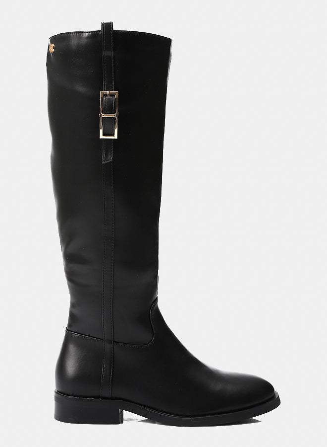 Dejavu Shoes GPS-DVTX-002 Knee High Half Zipper Closure Black Leather Boot  For Women - Image 2