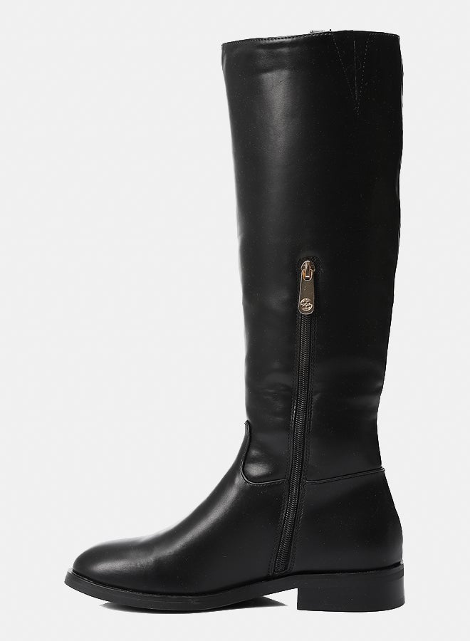 Dejavu Shoes GPS-DVTX-002 Knee High Half Zipper Closure Black Leather Boot  For Women - Image 4