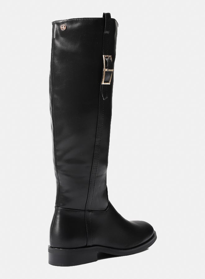 Dejavu Shoes GPS-DVTX-002 Knee High Half Zipper Closure Black Leather Boot  For Women - Image 3