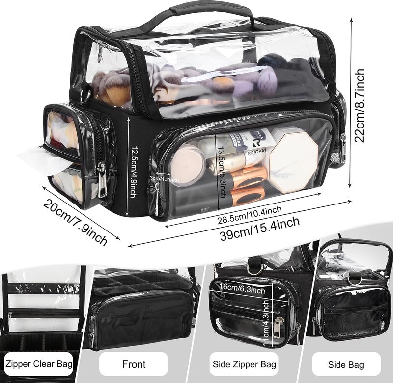 TANTO Makeup Brush Case Stand-up Makeup Cup Makeup Brush Holder Travel Professional Cosmetic Bag Artist Storage Bag with Shoulder Strap and Adjustable Divider (large black) - Image 4